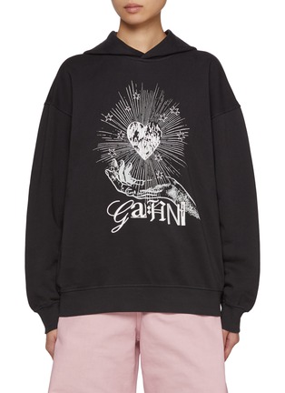 Main View - Click To Enlarge - GANNI - Isoli Heart Oversized Cotton Hoodie