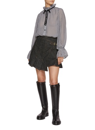 Figure View - Click To Enlarge - GANNI - Fluffy Dark Wash Denim Wrap Mini Skirt