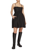 Black Black Cotton Poplin Strap Dress | GANNI US