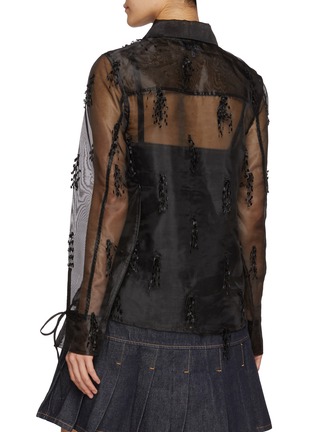 Back View - Click To Enlarge - GANNI - Fringed Organza Shirt