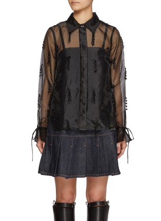 Main View - Click To Enlarge - GANNI - Fringed Organza Shirt