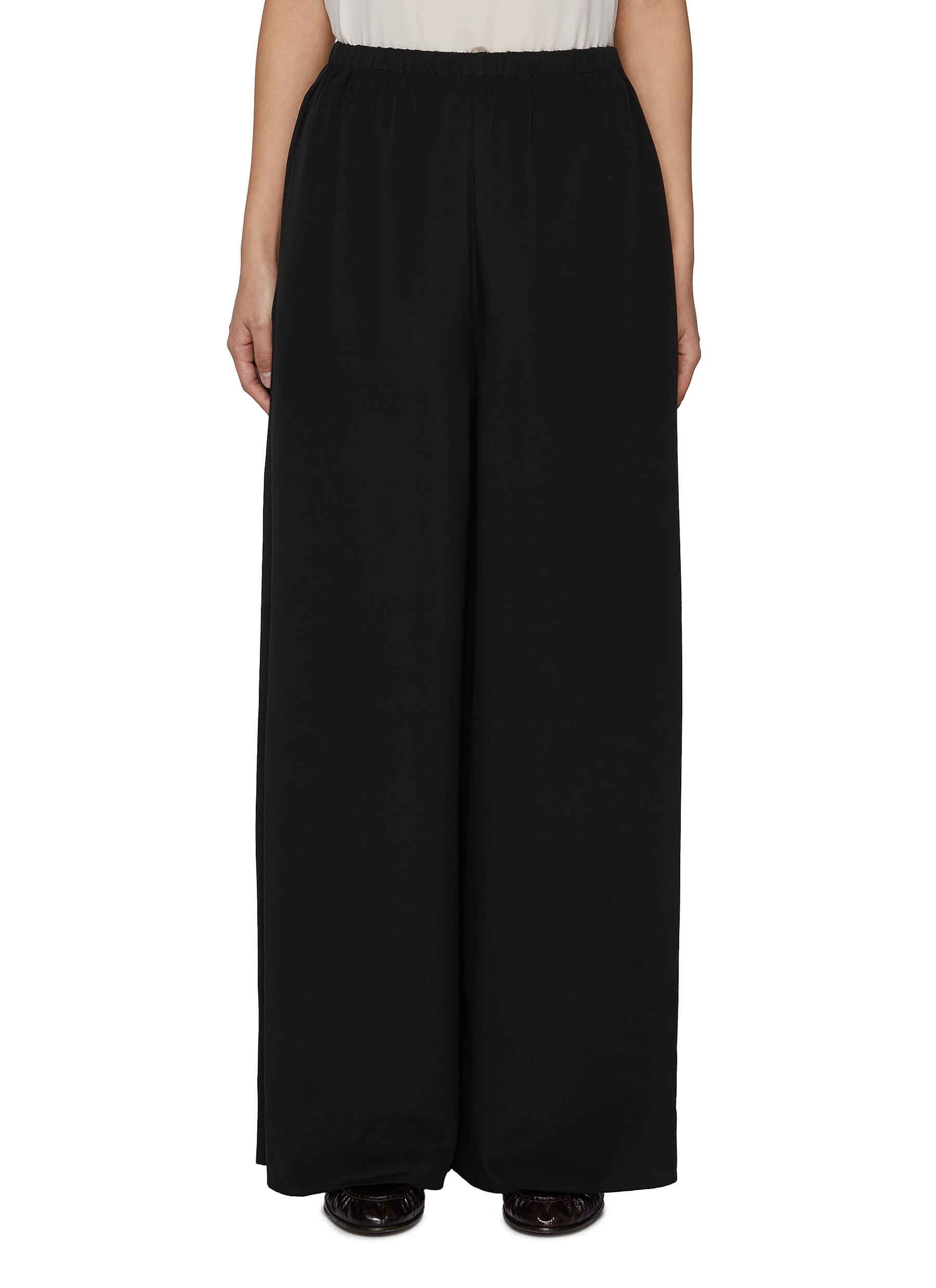 Elasticated Silk Blend Wide Leg Lounge Pants
