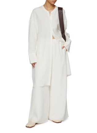 Figure View - Click To Enlarge - RUOHAN - Elasticated Silk Blend Wide Leg Lounge Pants