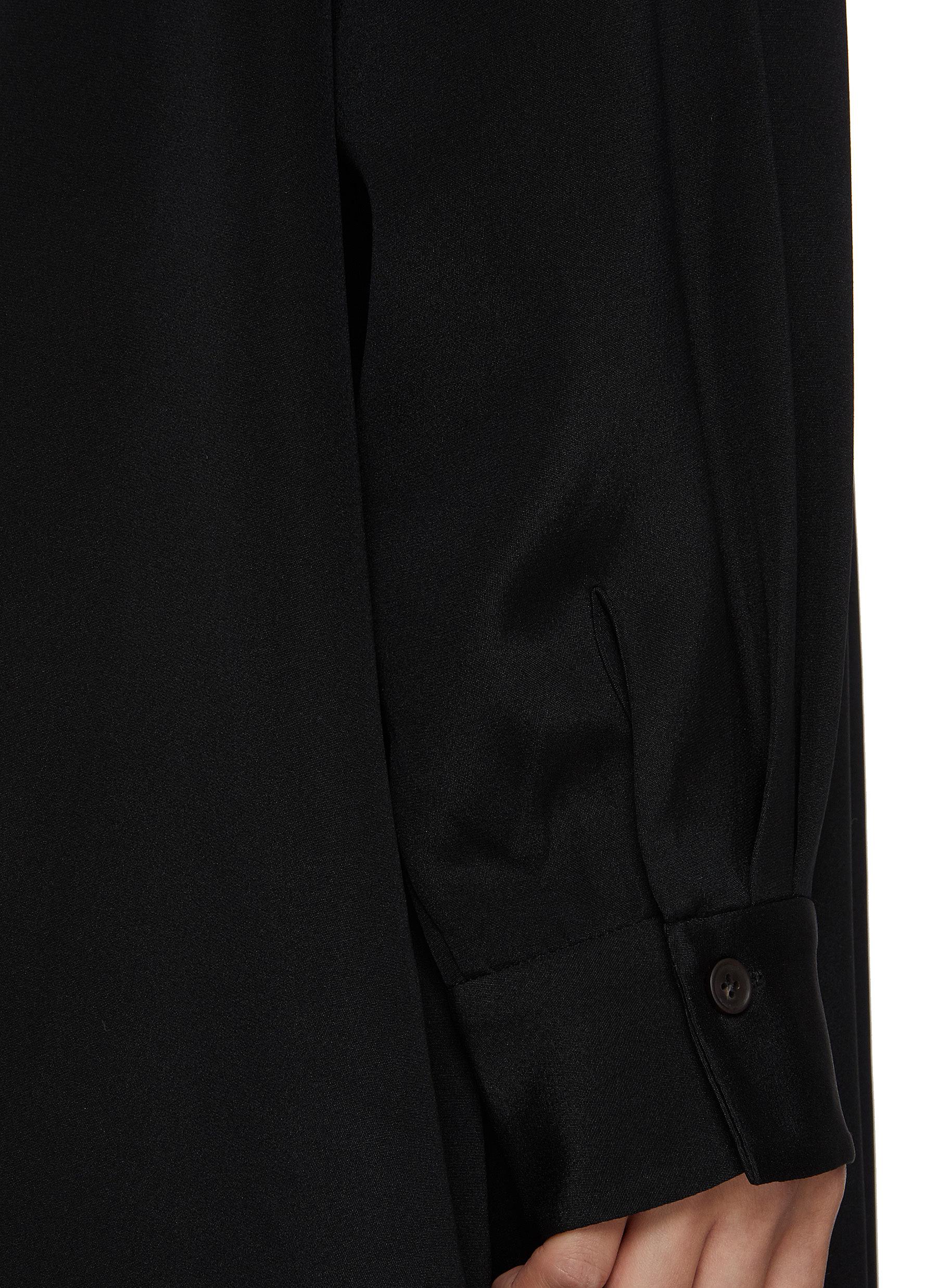 Spread Collar Silk Blend Shirt - Thumbnail 4