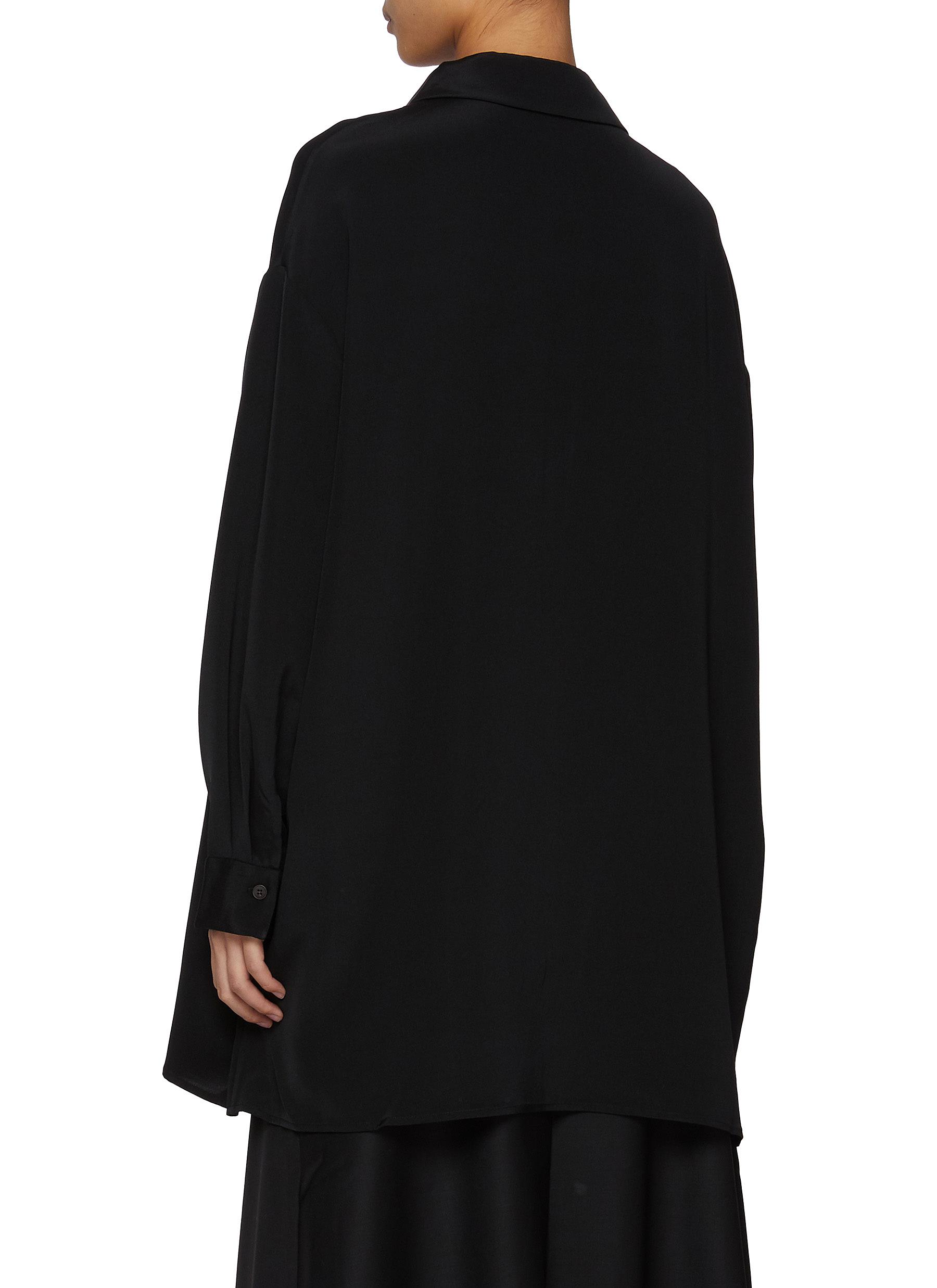 Spread Collar Silk Blend Shirt - Thumbnail 3