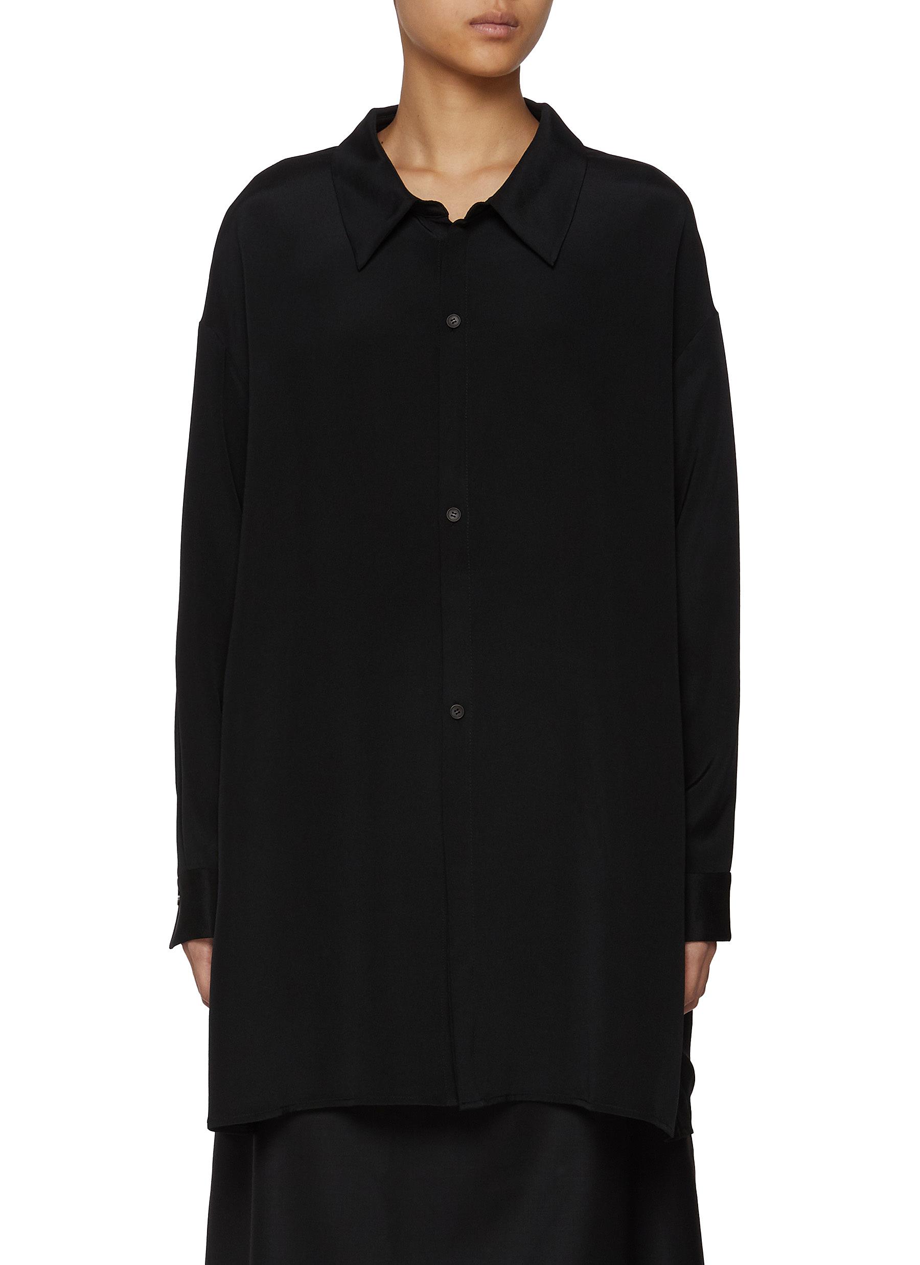 Spread Collar Silk Blend Shirt - Image 1
