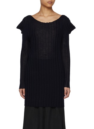 Main View - Click To Enlarge - RUOHAN - Vania Boat Neck Cashmere Long Top