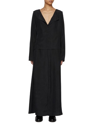 Main View - Click To Enlarge - RUOHAN - PAXOS V-Neck Layered Silk Maxi Dress