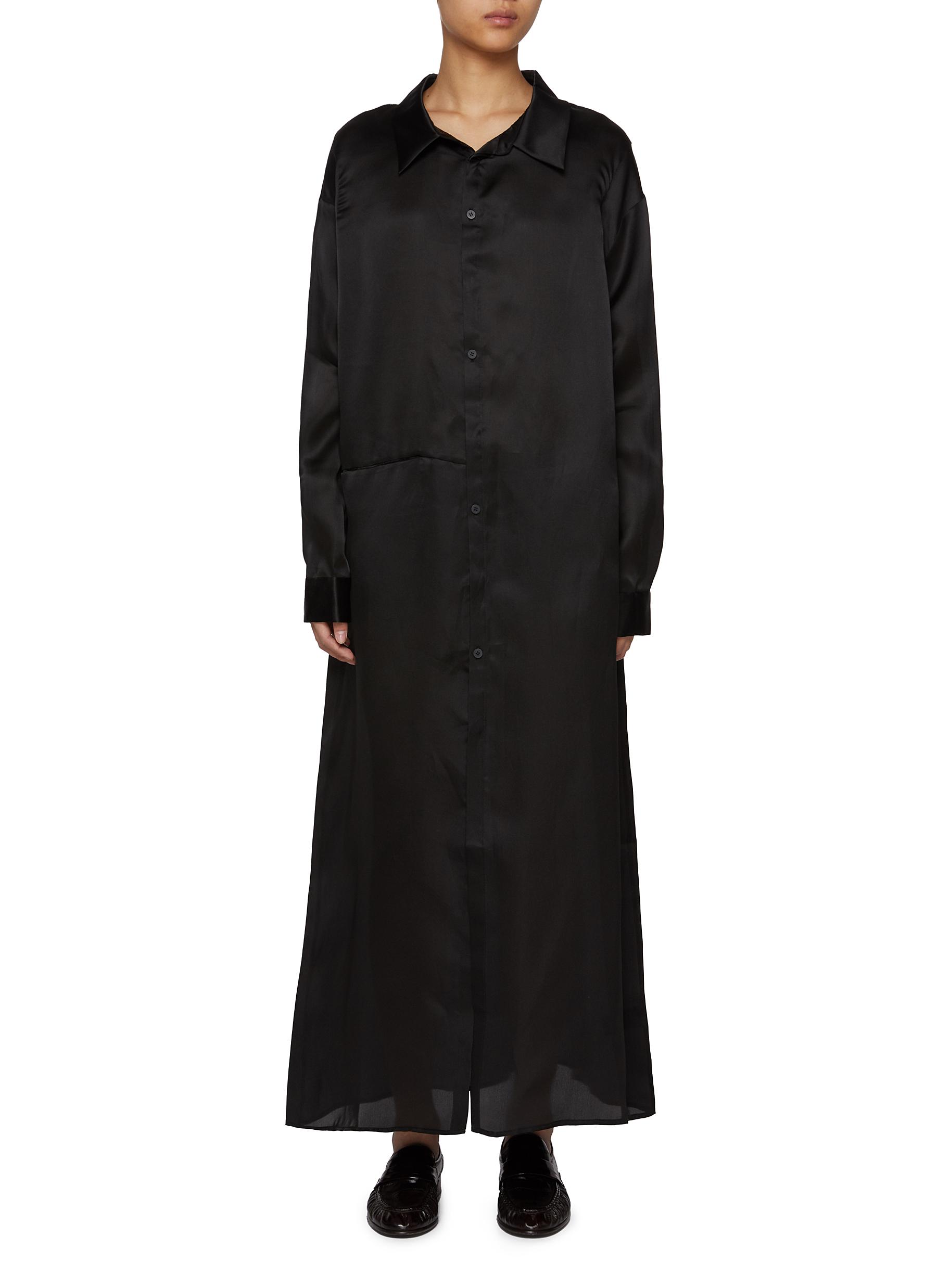 Agla Layered Shoulder Silk Shirt Dress