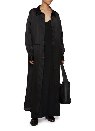 Figure View - Click To Enlarge - RUOHAN - Agla Layered Shoulder Silk Shirt Dress