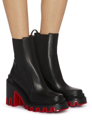 Figure View - Click To Enlarge - CHRISTIAN LOUBOUTIN - Marchacroche Duna 95 Leather Ankle Boots