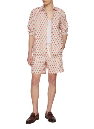 Figure View - Click To Enlarge - ORLEBAR BROWN - Barkley Lattice Embroidery Cotton Linen Overshirt