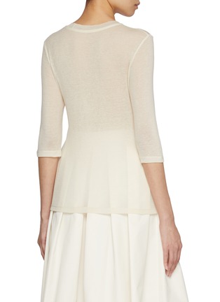 Back View - Click To Enlarge - SANDBEIGE - Lodi Elbow Sleeve Sheer T-Shirt