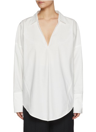 Main View - Click To Enlarge - SANDBEIGE - Neil Cotton Blouse