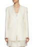 Main View - Click To Enlarge - SANDBEIGE - Hadid Single Breasted Collarless Cotton Linen Blazer