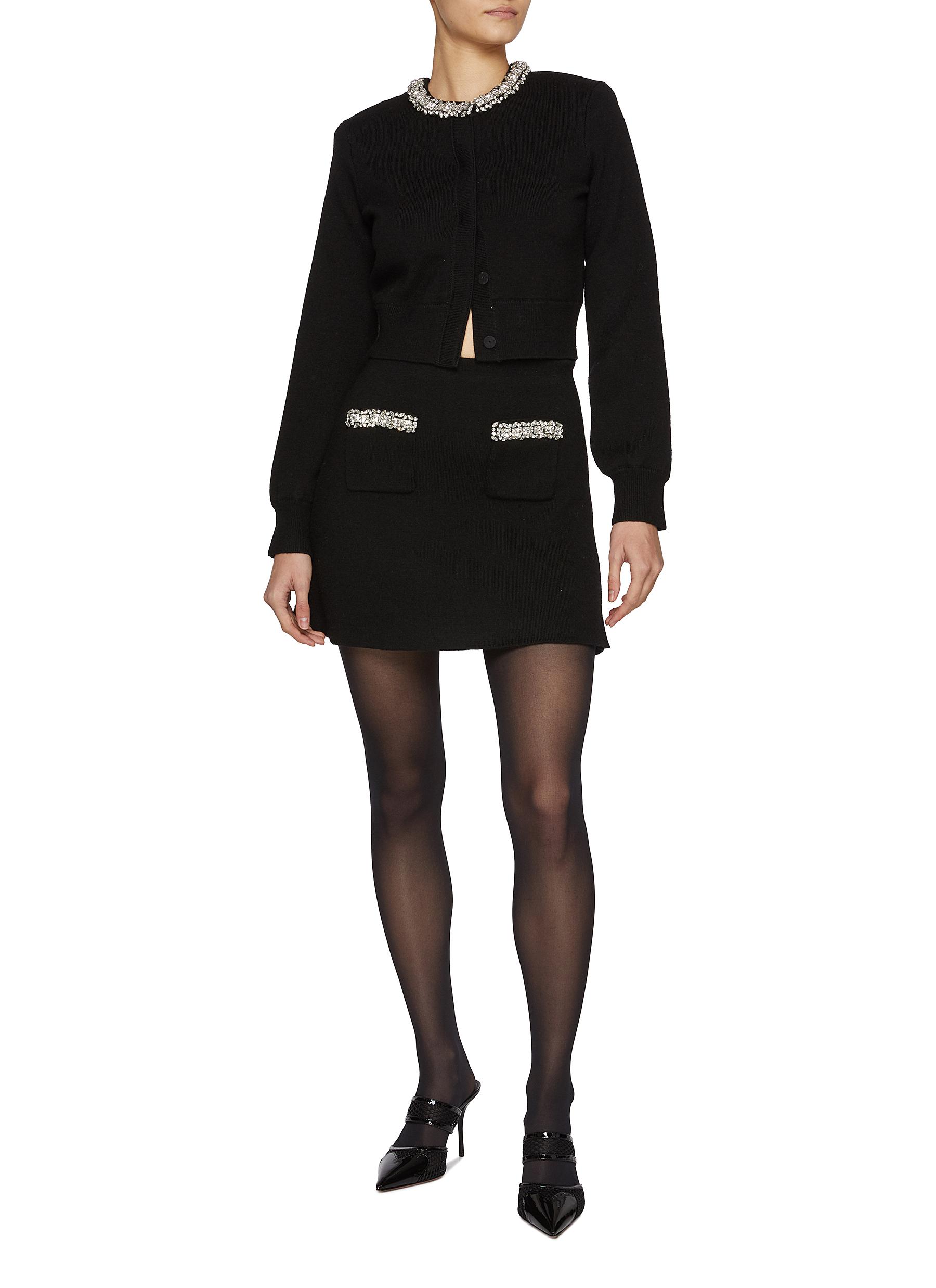 Embellished Knit Mini Skirt - Thumbnail 2