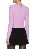 ニット+セーター mame - Beaded Flared Sleeve Knit Top - purple MAME KUROGOUCHI Beaded Flared Sleeve Knit Top - Purple