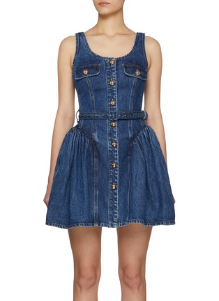 Main View - Click To Enlarge - SELF-PORTRAIT - Flared Denim Mini Dress