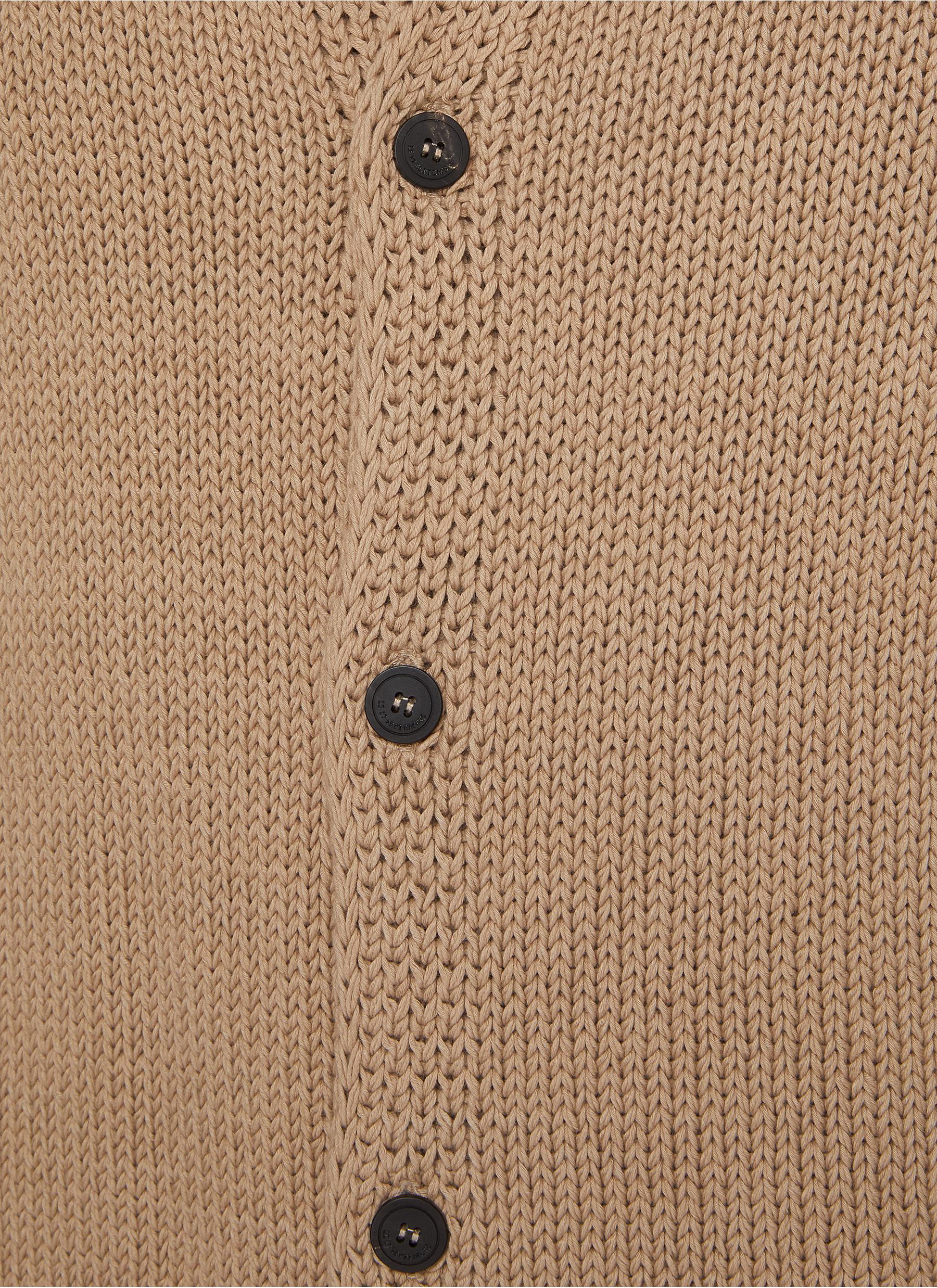 Spread Collar Cotton Cardigan - Thumbnail 4