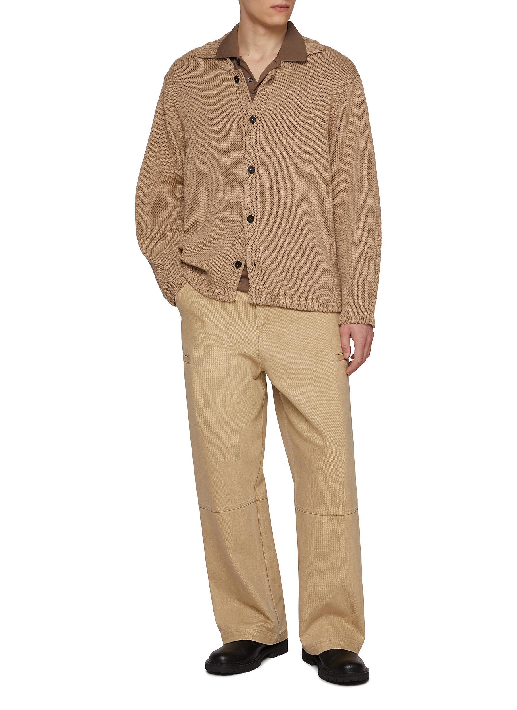Spread Collar Cotton Cardigan - Thumbnail 2