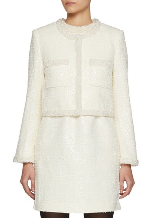 Main View - Click To Enlarge - SELF-PORTRAIT - Pearl Trim Cropped Jacket