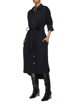 Figure View - Click To Enlarge - PRUNE GOLDSCHMIDT - Elbow Sleeve Asymmetrical Hem Wool Shirt Dress