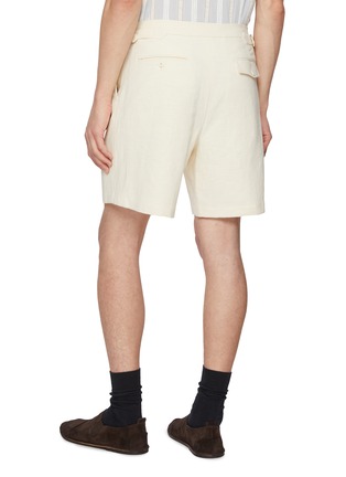 Back View - Click To Enlarge - LE17SEPTEMBRE - Side Buckle Pleated Cotton Linen Shorts