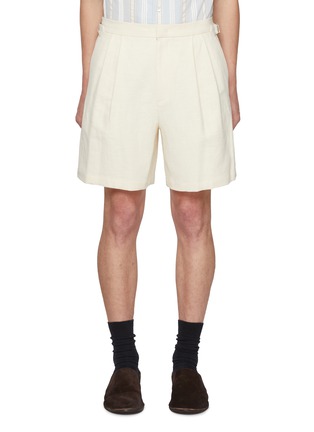 Main View - Click To Enlarge - LE17SEPTEMBRE - Side Buckle Pleated Cotton Linen Shorts