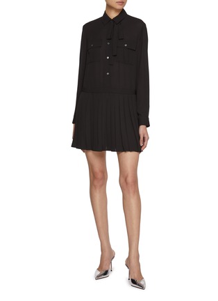 Figure View - Click To Enlarge - THEORY - Pleated Mini Shirt Dress