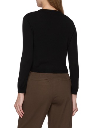 Back View - Click To Enlarge - THEORY - Cropped Crewneck Wool Cardigan