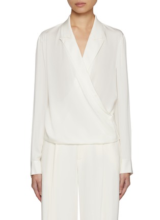 Main View - Click To Enlarge - THEORY - Peak Lapel Wrap Silk Blouse