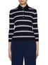 Main View - Click To Enlarge - VINCE - Striped 3/4 Sleeve Cashmere Silk Blend Polo Shirt