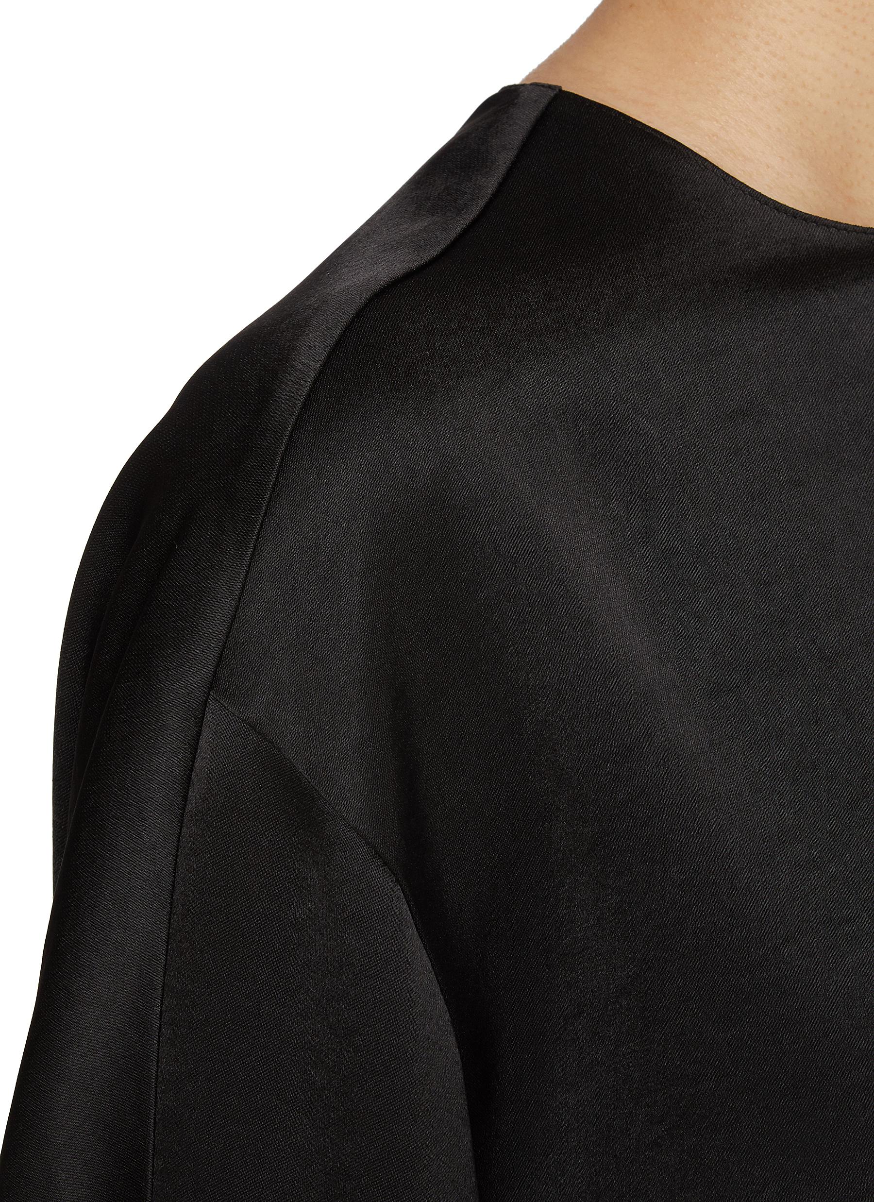 Fluid Satin Short Sleeve Blouse - Thumbnail 4