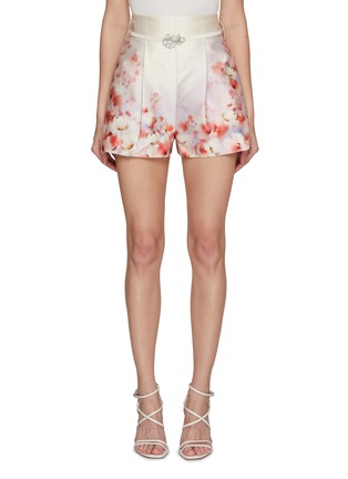 Main View - Click To Enlarge - ZIMMERMANN - Crush Floral Belted Silk Cotton Shorts