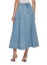 Back View - Click To Enlarge - ZIMMERMANN - Crush Denim Midi Skirt