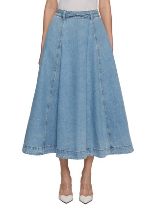 Main View - Click To Enlarge - ZIMMERMANN - Crush Denim Midi Skirt