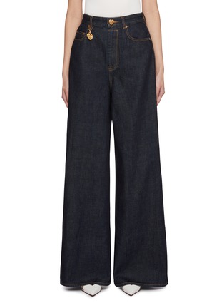 Main View - Click To Enlarge - ZIMMERMANN - Crush Heart Charm Dark Wash Jeans