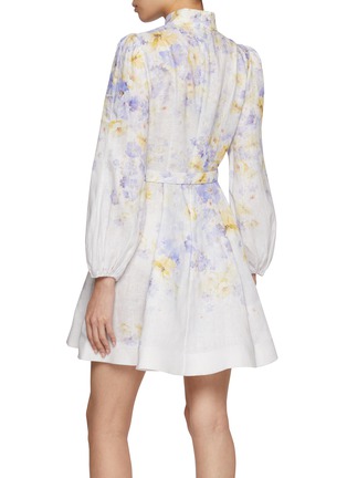 Back View - Click To Enlarge - ZIMMERMANN - Crush Buttoned Linen Mini Dress