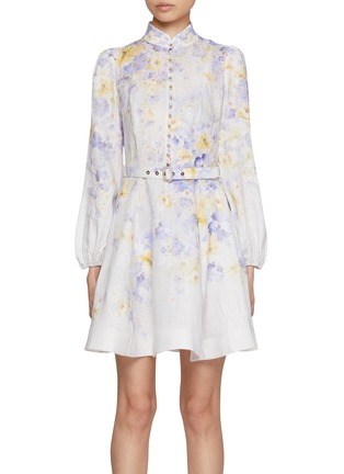 Main View - Click To Enlarge - ZIMMERMANN - Crush Buttoned Linen Mini Dress