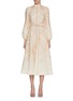 Main View - Click To Enlarge - ZIMMERMANN - Mandarin Collar Floral Linen Midi Dress