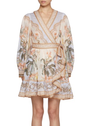 Main View - Click To Enlarge - ZIMMERMANN - Wylie Frilled Wrap Cotton Mini Dress