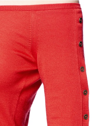Detail View - Click To Enlarge - OSCAR DE LA RENTA - Chiffon cuff off-shoulder virgin wool-silk sweater