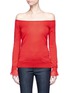 Main View - Click To Enlarge - OSCAR DE LA RENTA - Chiffon cuff off-shoulder virgin wool-silk sweater