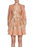 Main View - Click To Enlarge - ZIMMERMANN - Tallow Plunge Floral Linen Mini Dress