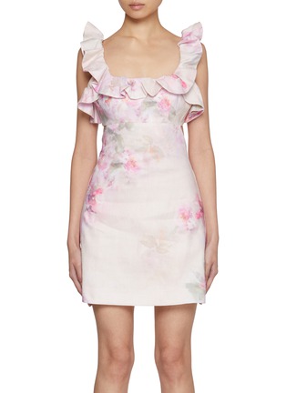 Main View - Click To Enlarge - ZIMMERMANN - Crush Frill Linen Mini Dress