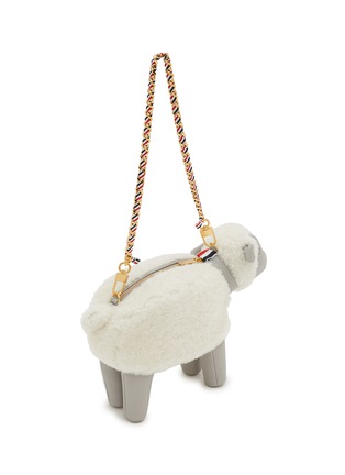 Detail View - Click To Enlarge - THOM BROWNE - Small Sheep Shearling Leather Shoulder Bag