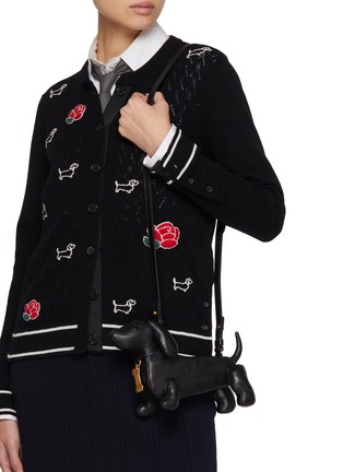 Figure View - Click To Enlarge - THOM BROWNE - Mini Hector Baguette Leather Crossbody Bag