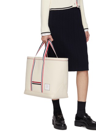 Figure View - Click To Enlarge - THOM BROWNE - Medium Tool Cotton Canvas Tote Bag