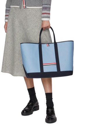 Figure View - Click To Enlarge - THOM BROWNE - Medium Tool Interlock Canvas Tote Bag