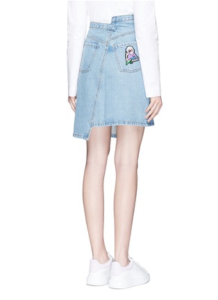 Back View - Click To Enlarge - GROUND ZERO - Mixed anime patch asymmetric denim skirt